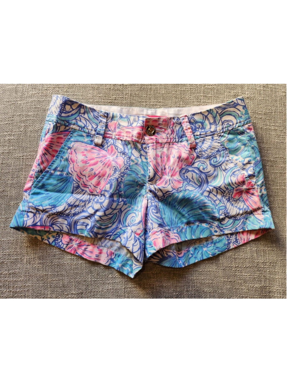 Lilly Pulitzer Pink & Blue Floral Shorts Size 0